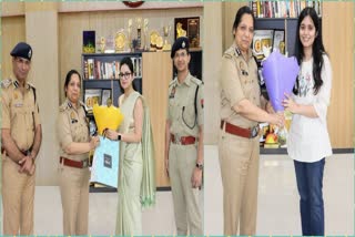 Commissioner Lakshmi Singh met and congratulated UPSC toppers Varda Khan and Shefali