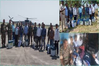 Gaya: Polling officials were flown by helicopter to Naxal affected areas