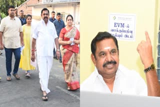 Edappadi Palaniswami cast his vote with family