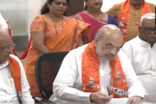 Home Minister Amit Shah on Friday filed his nomination from the Gandhinagar Lok Sabha seat.