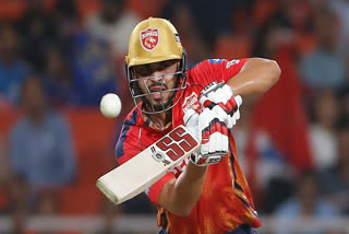 Punjab Kings' Ashutosh Sharma plays a shot during the Indian Premier League cricket match between Punjab Kings' and Mumbai Indians.