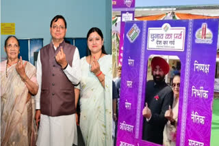 CM Dhami cast his vote in Khatima with his wife and mother