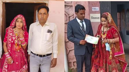 Newly married bride cast her vote