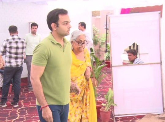 An elderly woman going to vote