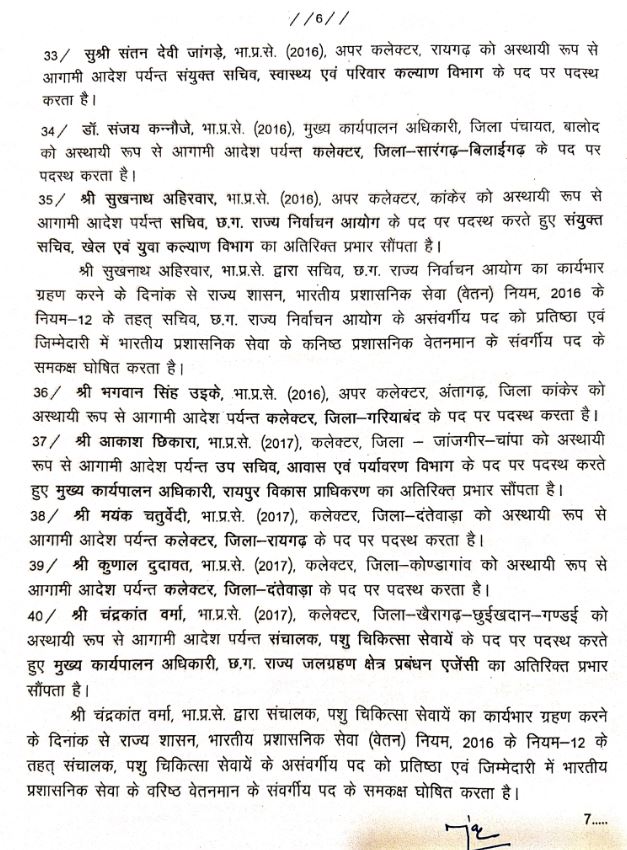 IAS OFFICERS TRANSFER IN CG