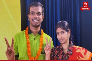 Topper Om Prakash Behera with mother Smita Rani