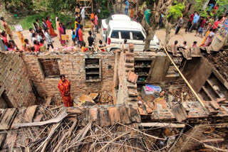 A riot-affected area amid a visit by National Commission for Women (NCW) Chairman Vijaya Rahatkar, in Murshidabad district, West Bengal, Saturday, April 19, 2025.
