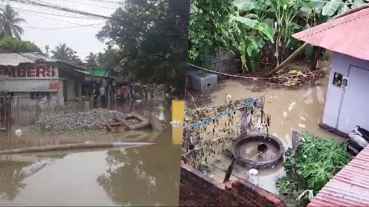 WATERLOGGED DUE TO HEAVY RAIN  HEAVY RAIN FLOODING  FLOOD IN THIRUVANANTHAPURAM  ശക്തമായ മഴയിൽ വെള്ളം കയറി