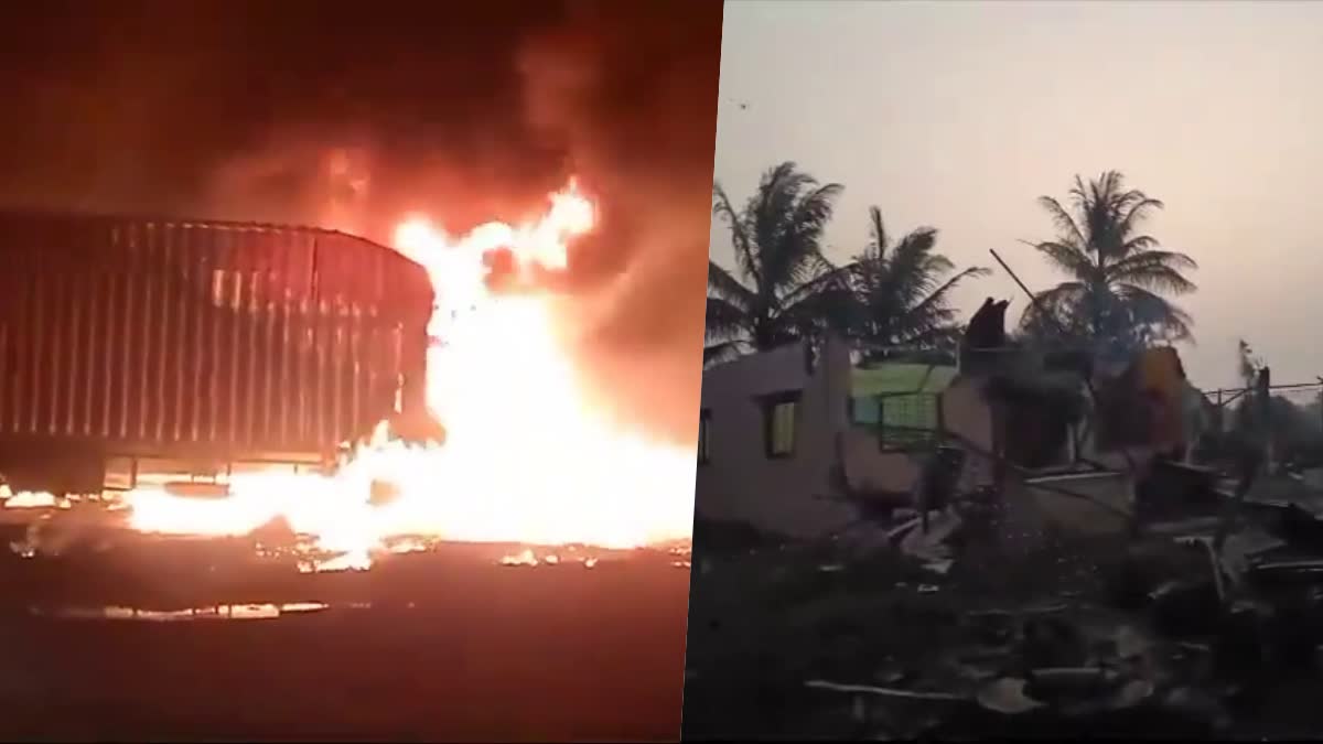 PUNE FIRE GAS TANKER EXPLOSION  EXPLOSION ON CHAKAN SHIKRAPUR ROUTE  EXPLOSION  ഗ്യാസ്‌ ടാങ്കർ പൊട്ടിത്തെറിച്ചു