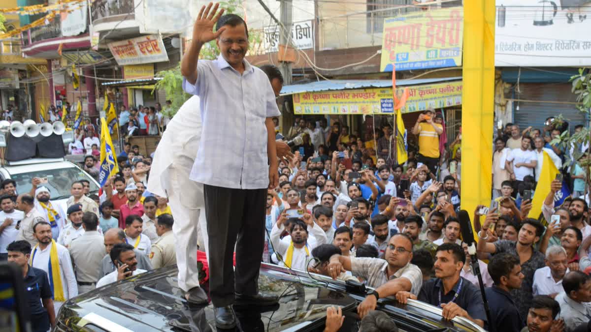 Arvind Kejriwal Taking Part in Roadshow in Delhi on Sunday, May 19, 2024.