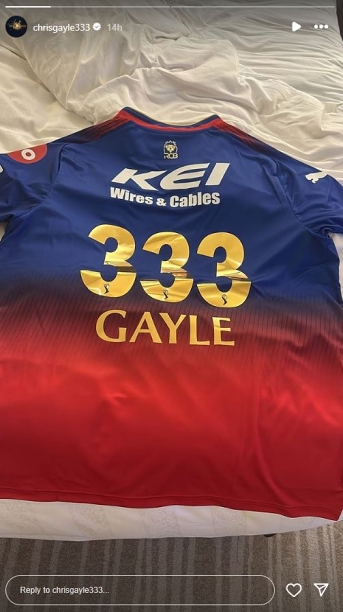 Chris Gayle flaunts jersey number 333 as he cheers for RCB