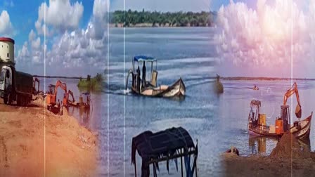 Sand Dredging in Godavari River in Rajamahendravaram