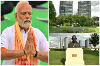 Preparation underway at UN  UN Headquarters ahead of Yoga Day celebrations  led by PM Modi  ಪ್ರಧಾನಿ ಮೋದಿ ಆಗಮನದ ಎದುರು ನೋಡುತ್ತಿರುವ ಅಮೆರಿಕ  ಭರದಿಂದ ಸಾಗಿದ ಯೋಗಾ ದಿನಾಚರಣೆಯ ಸಿದ್ಧತೆಗಳು  ಯುನೈಟೆಡ್ ಸ್ಟೇಟ್ಸ್‌ಗೆ ತಮ್ಮ ಅಧಿಕೃತ ಭೇಟಿ  ನ್ಯೂಯಾರ್ಕ್‌ನಲ್ಲಿರುವ ವಿಶ್ವಸಂಸ್ಥೆಯ ಪ್ರಧಾನ ಕಚೇರಿ  ಅಂತರರಾಷ್ಟ್ರೀಯ ಯೋಗ ದಿನ