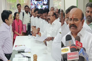 Pollachi Jayaraman submitting a petition to the Coimbatore District Collector and he questioning about the kalaignar koottam
