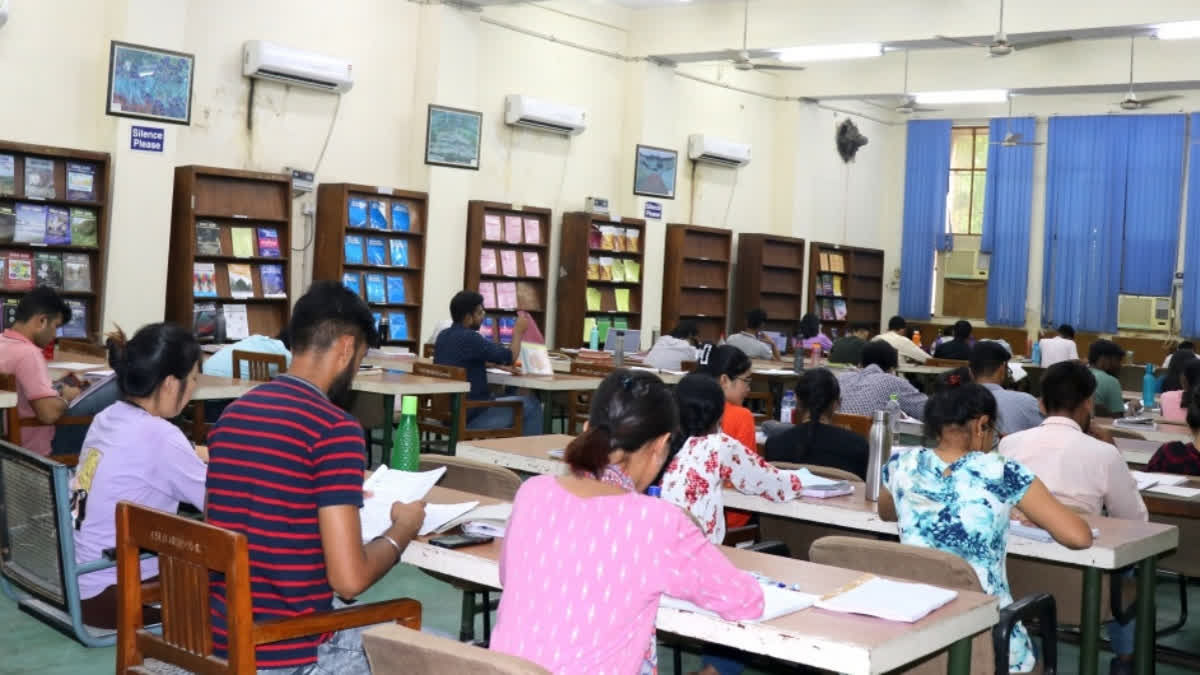 Students studying in one of the many libraries at Delhi University