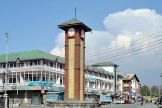 A view of iconic clock tower at Lal Chowk in Srinagar