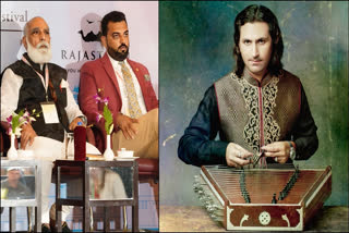 L-R: HlH Arvind Singh Ji Mewar and Shriji Huzur Dr. Lakshyaraj Singh Mewar, santoor maestro Rahul Sharma