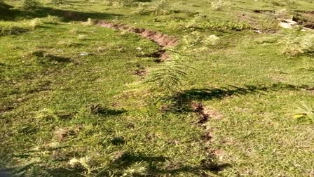 Cracks on Bijli Mahadev Hills in Kullu.