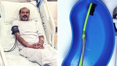 man swallows toothbrush by mistake  doctors take it out without operation  Man Swallows Toothbrush  പല്ലുതേക്കുന്നതിനിടെ അബദ്ധത്തില്‍ ബ്രഷ് വിഴുങ്ങി  ബ്രഷ് വിഴുങ്ങി  ഡബ്ല്യുഎച്ച്‌ഒയ്‌ക്ക് മുന്നിലേക്ക്  ഡോക്‌ടര്‍  ശസ്‌ത്രക്രിയ  രാജസ്ഥാന്‍  ബ്രഷ്