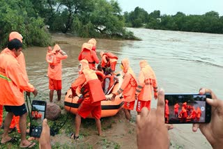 NDRF team rescues stranded people due to flash floods in Telangana