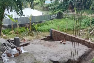 Illegal Construction by Filling Pond