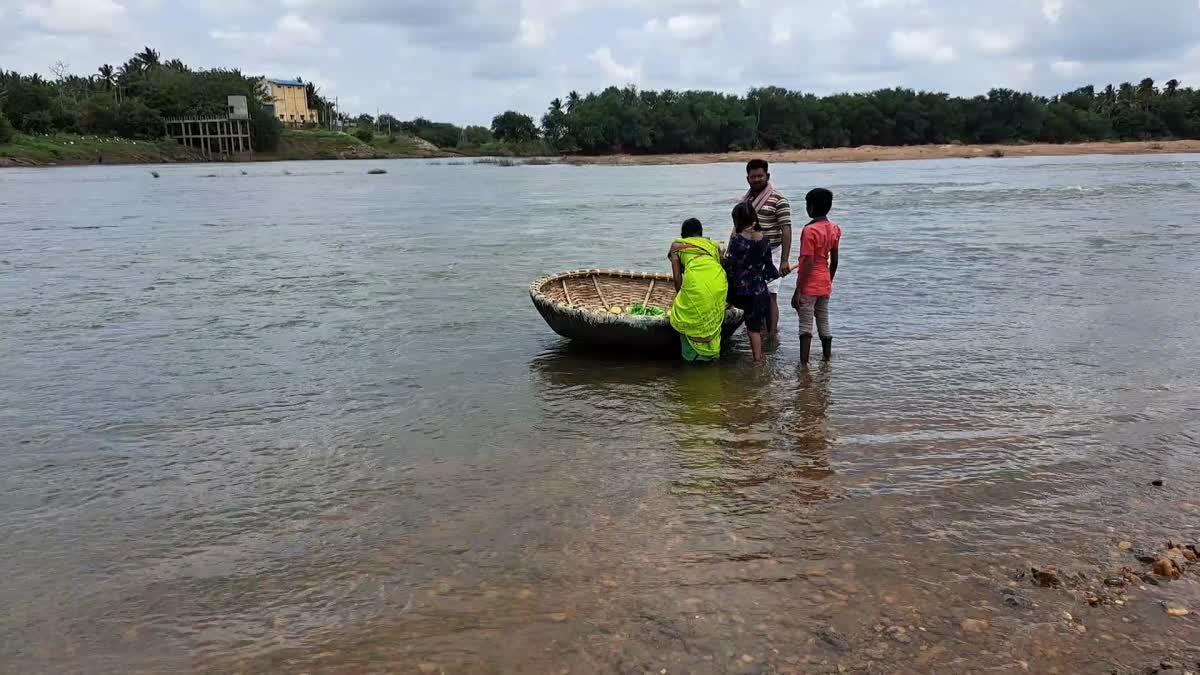 Coracle ride is only transport of this villagers to travel to Haveri