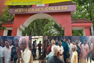 MK Sanu at Maharajas College after forty years  MK Sanu  Maharajas College  MK Sanu at Maharajas College  മഹാരാജാസില്‍ അധ്യാപകനായി സാനുമാഷ് വീണ്ടും  പ്രചോദനത്തിന്‍റെ പ്രവാചകര്‍  എം കെ സാനു  സാനുമാഷ്  സി രവിന്ദ്രനാഥ്  മഹാരാജാസ് കോളജ്