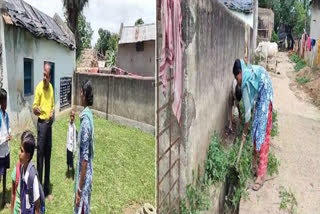 Panchayat Pradhan Cleans School Area ETV BHARAT