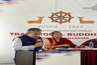 Indian Ambassador to Russia Pavan Kapoor addressing the International Buddhist Forum in Buryatia