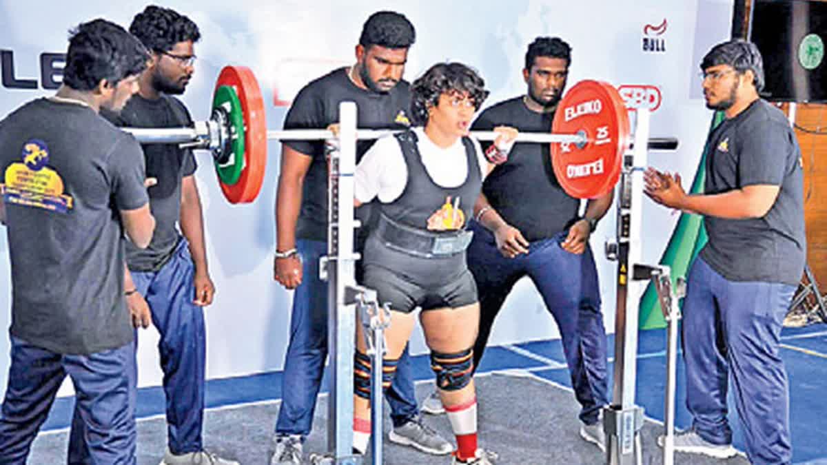 Telangana powerlifter Vaishnavi during a training session