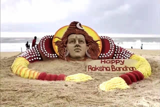 Sand Rakhi with Lord Shiva At Puri Beach