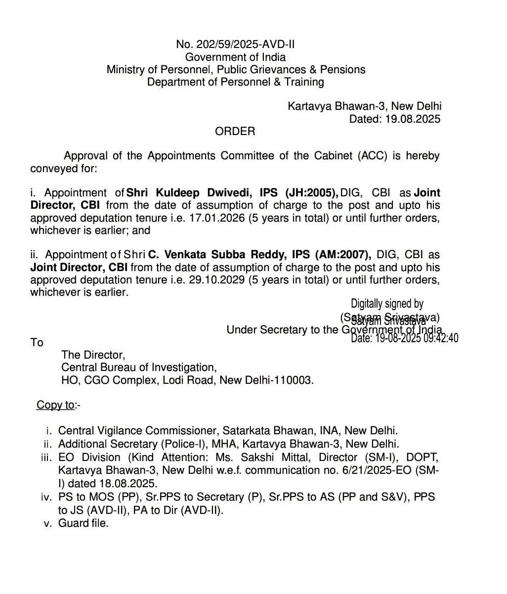 Jharkhand cadre IPS Kuldeep Dwivedi appointed as Joint Director in CBI