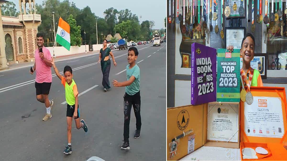 Rajasthan: 6 year old boy creates record for running 11 km in 2 hrs with national flag