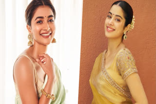 Janhvi Kapoor and Pooja Hegde's traditional look in saree ooze festive vibes