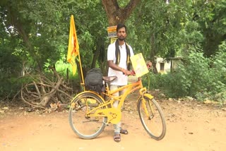 A young man cycle trip in support to Chandrababu