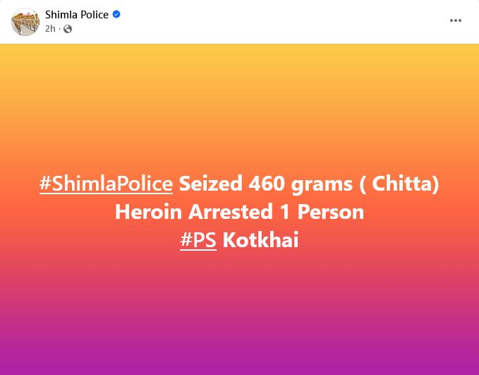 Shimla Police Seize 460 Gram Chitta