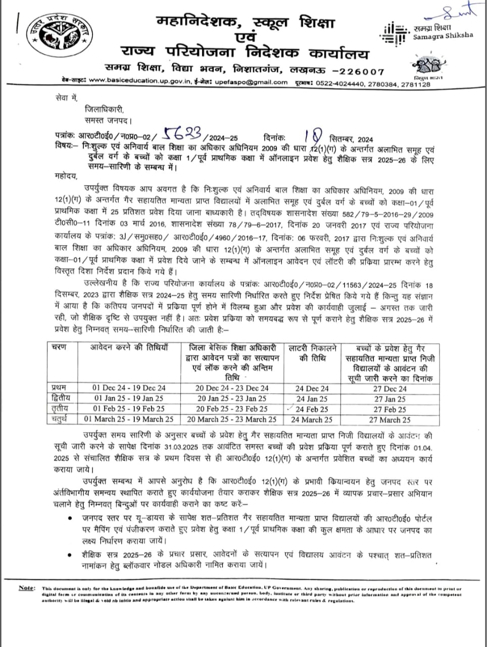 प्राइवेट स्कूलों में दाखिले के लिए दिसंबर से भरिये RTE के फॉर्म.