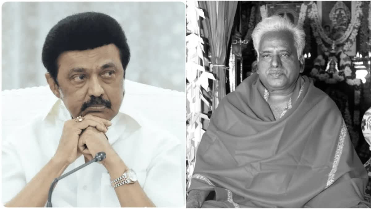 Spiritual leader Bangaru Adigalar and MK Stalin