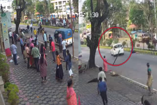 Car Accident Mangaluru  Pedestrian Women Were Hit By Car  Pedestrian Hit By Car cctv visual  Women Were Hit By Car  women walked On the footpath hit by car  accident  വാഹനാപകടം  കാർ അപകടം  ഫൂട്‌പാത്തിലൂടെ നടക്കുന്നതിനിടെ കാർ ഇടിച്ചു  കാൽനടയാത്രക്കാരെ കാർ ഇടിച്ചു  യുവതികളെ കാറിടിച്ച് ഒരു മരണം  5 യുവതികളെ കാർ ഇടിക്കുന്ന ദൃശ്യം