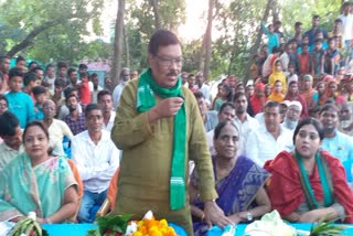 Foundation stone of road scheme in Pakur