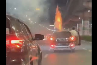 Video shows firecrackers bursting from moving car in Haryana's Gurugram