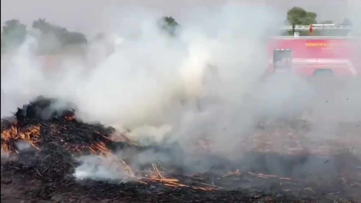 Fire broke out in millet field in Nuh created panic