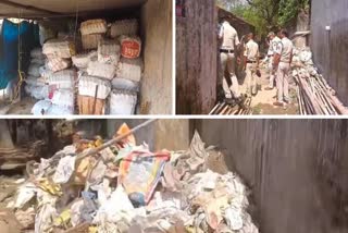 Raid on junk warehouse in manendragarh