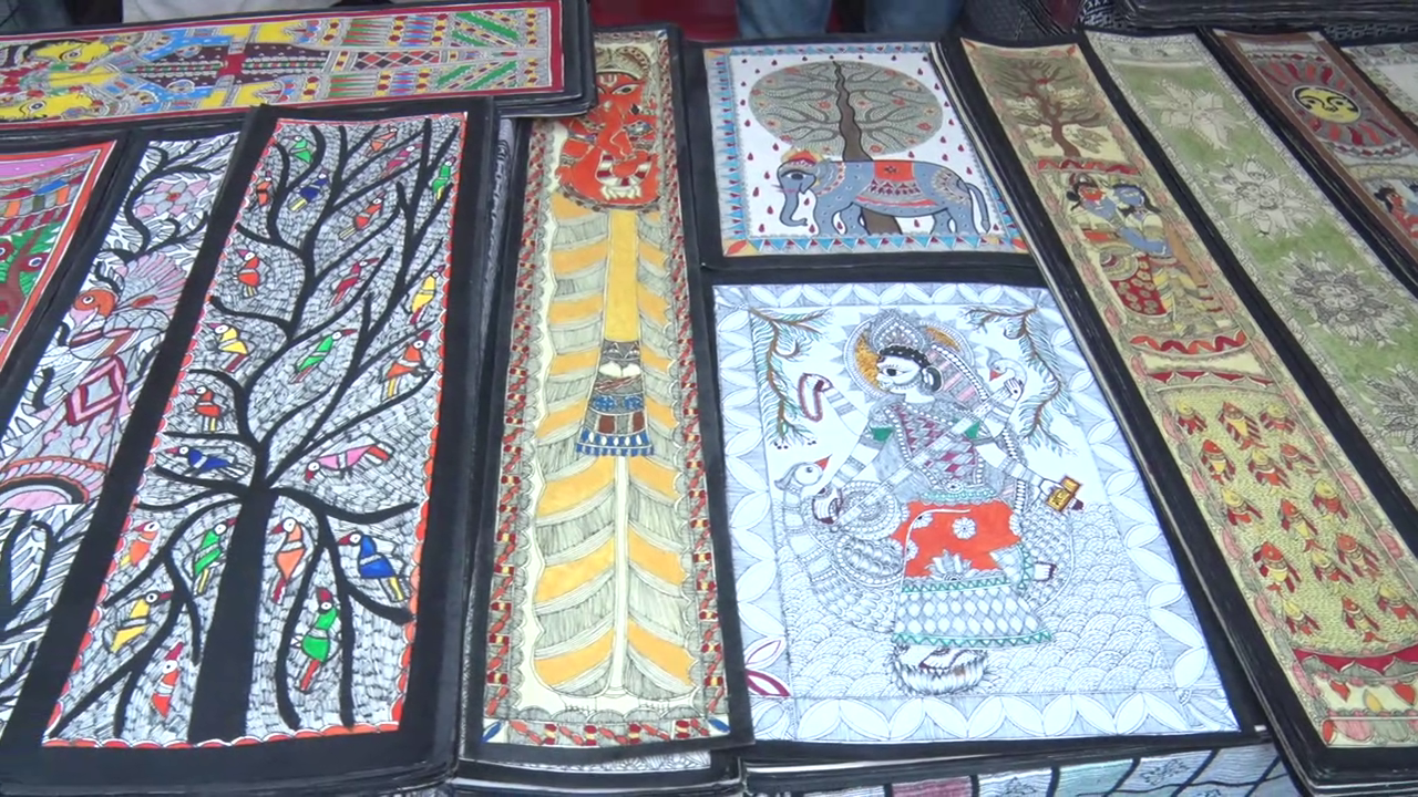 Bihar's famous Madhubani Painting at a stall