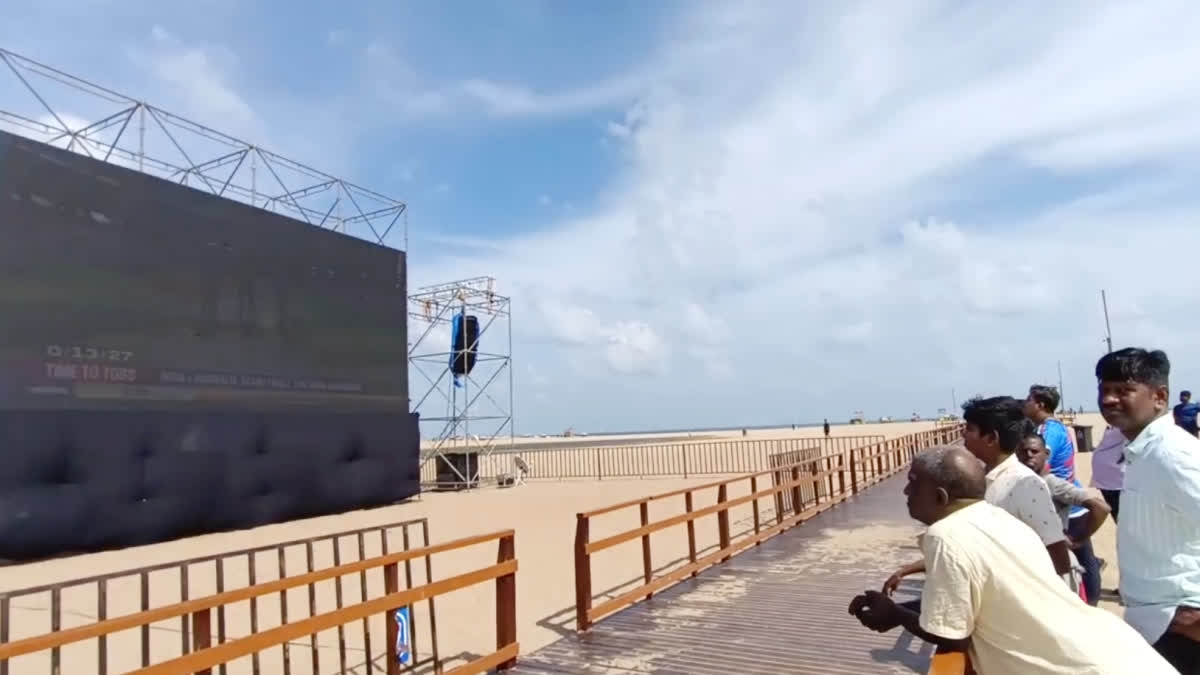 big led screen at chennai marina beach to watch world cup cricket final