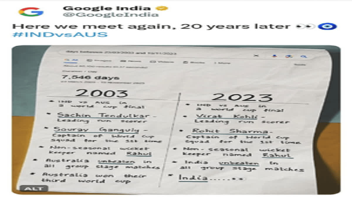 Google India shares similarities between 2003 and 2023 World Cup finals