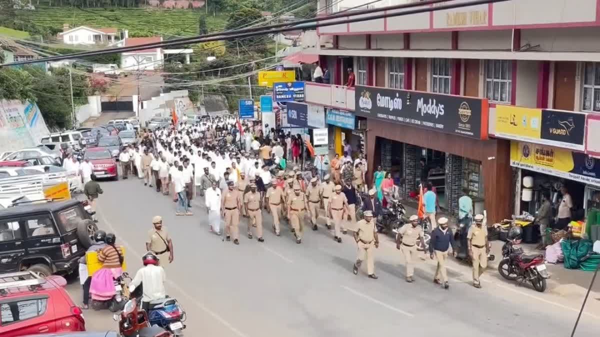 ROUTE MARCHES  RSS Takes Out Route Marches In Tamil Nadu  Tamil Nadu RSS  TN RSS Route March  ആർഎസ്‌എസ് റൂട്ട് മാർച്ചുകള്‍  ആർഎസ്‌എസ് റൂട്ട് മാർച്ച്  RSS Route Marches In Tamil Nadu  ആർഎസ്‌എസ്  എസ്‌ ജി സൂര്യ