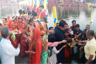 Devotees offered Arghya to Lord Sun in Shivaganga of Basukinath Dham in Dumka on Chhath Puja 2023