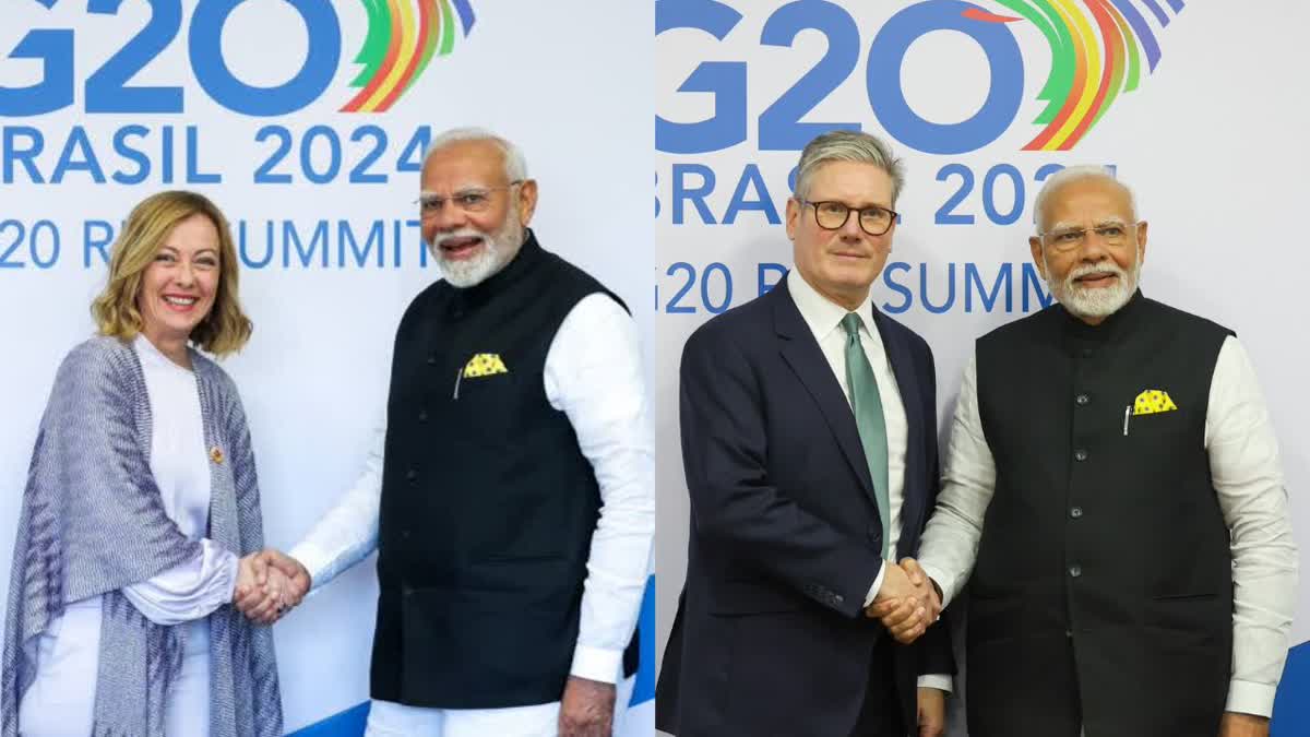 PM MODI  G20 SUMMIT BRAZIL  GIORGIA MELONI UK PM STARMER  ജി20 ഉച്ചകോടി