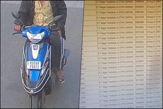 a single scooter violates Traffic Rules 643 times  Rs 3 lakh fine imposed  two wheeler of a resident of Ganganagar  scooter number KA04KF9072  different persons using the same scooter  violations in RT Nagar Taralabalu surroundings  ഒരു സ്കൂട്ടര്‍ ട്രാഫിക് നിയം ലംഘിച്ചത് 643 തവണ  കെഎ04കെഎഫ്9072 എന്ന സ്കൂട്ടര്‍  ഭൂരിഭാഗവും ഹെല്‍മറ്റില്ലാതെ വണ്ടിയോടിക്കല്‍  റെക്കോര്‍ഡ് നിയമലംഘനം